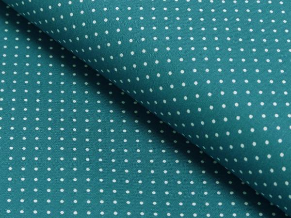 Baumwoll Druck Tupfen Petrol/ Weiß 2mm